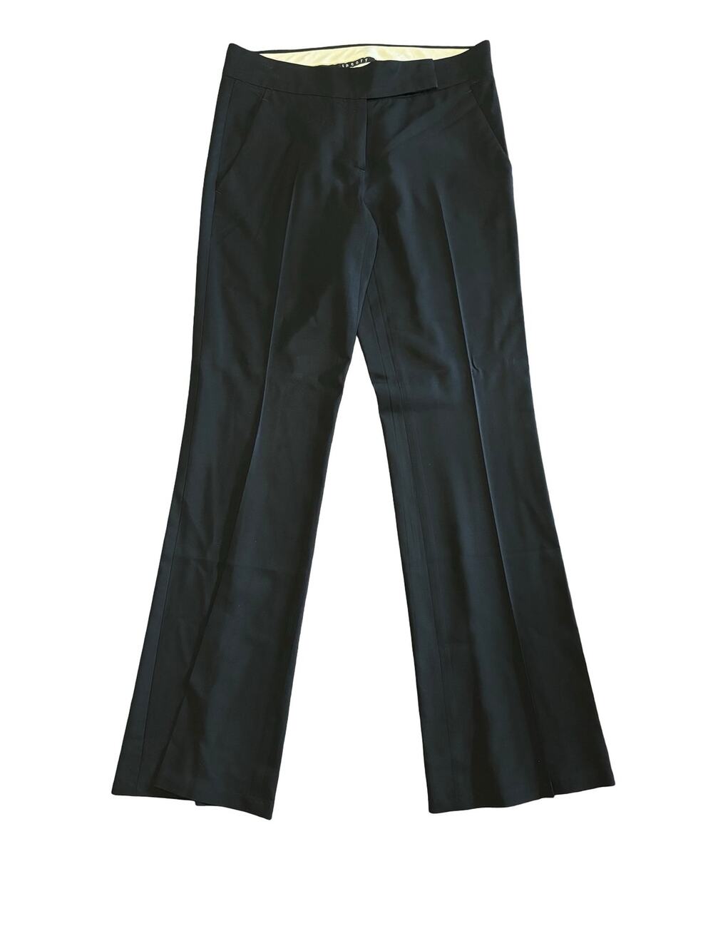 Theory Black Tailored Straight Leg Trouser Pants Minimalist Workwear Size 2